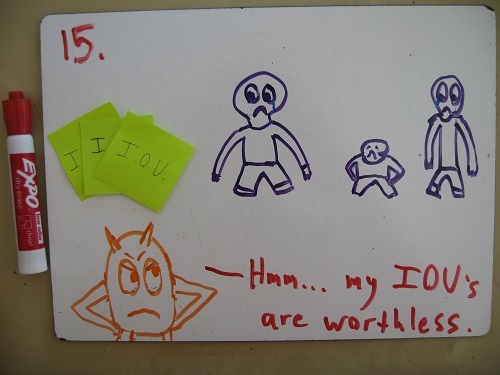 Surprise! That middle vagabond wasn't decapitated. He just has a sunken little head! A happy ending.