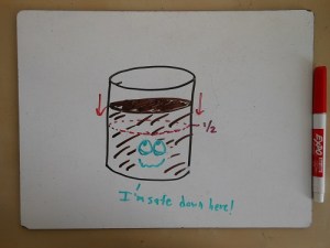 Like a fish surviving below the surface ice in a wintry lake. Except this isn't an iced coffee. Ice cubes would perhaps complicate the mathematics, by melting slowly...