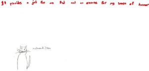 From our youngest participant, a seventh-grader, whose dad drew the Fibonacci notes above. I love the mathemakitten.