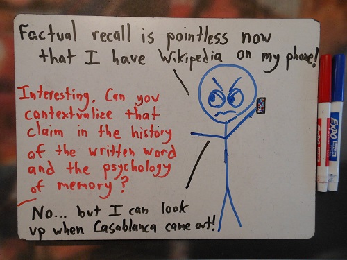 "Uh, let me just Google the history of writing... this should only take a few hours to read, and then I'll get back to you..."
