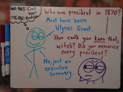 To be fair, the "If you know the president in 1870, you're a witch" test made a lot more sense in Salem in 1692.