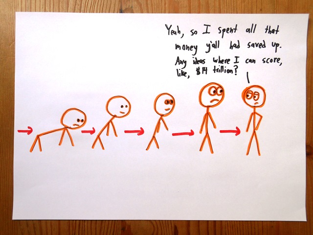 All our australopithecine ancestors' careful fiscal work... for naught.