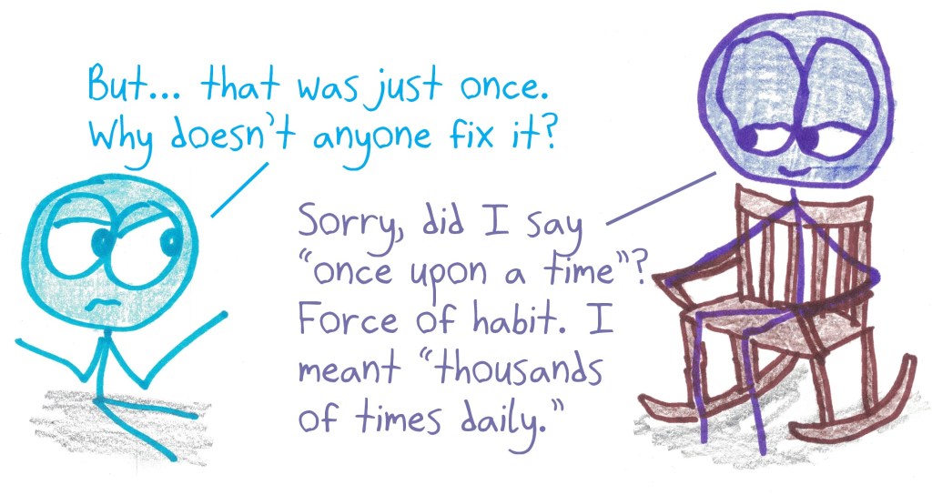 This is my semi-serious pet theory behind the persistence of lecture in certain settings.